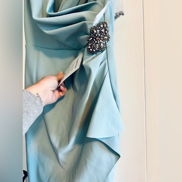 Alex Evenings One Shoulder Light Blue Dress - Picture 4 of 8